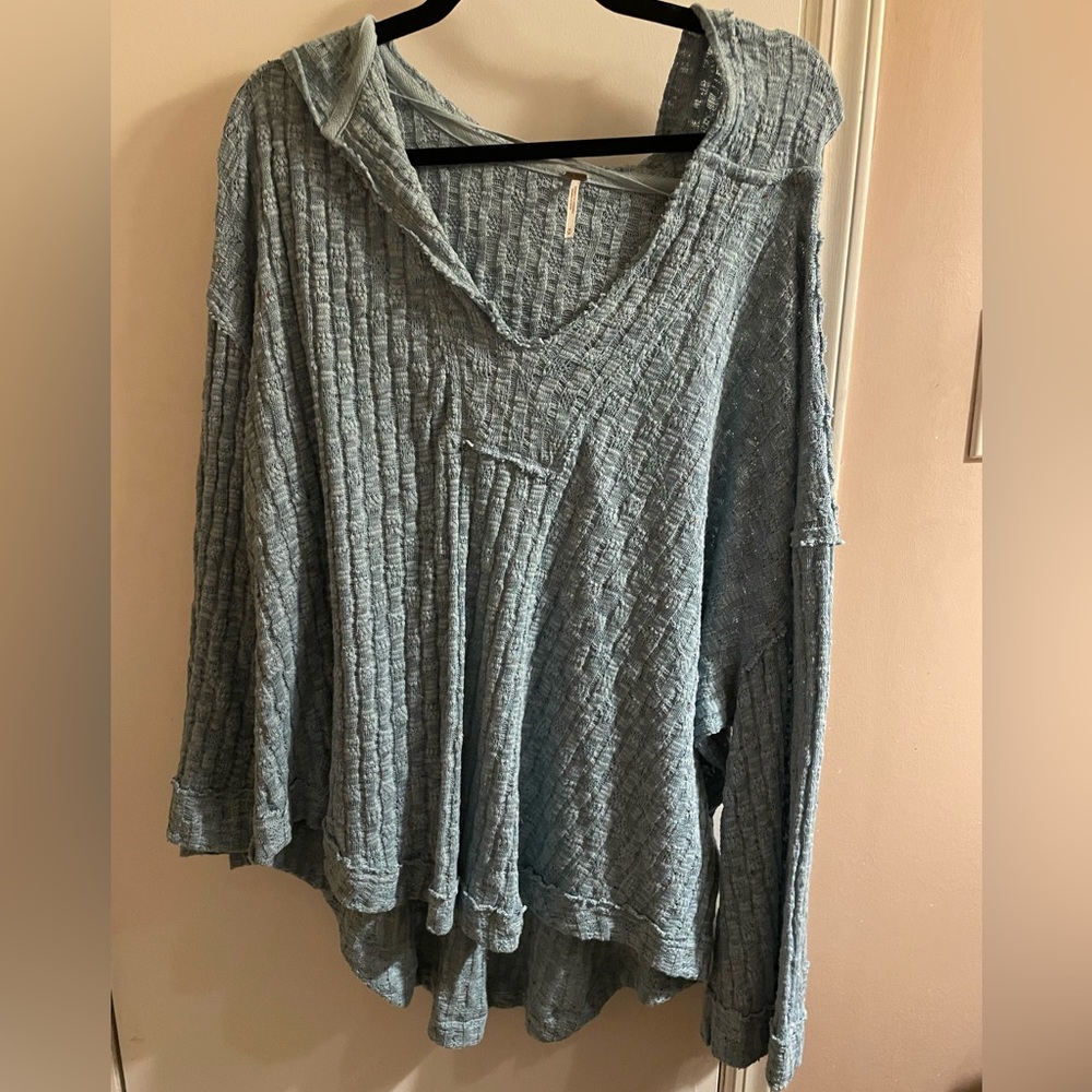 Free People Light Blue Knit Hoodie - size M - Never worn